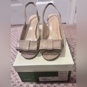 Kate spade nude sling back open toe heels with bow size 7